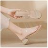 2025 Summer New Transparent Word with Temperament Versatile and Comfortable Outer Wear Not Tired Feet Thick Heels High Heels Cool Slippers Women