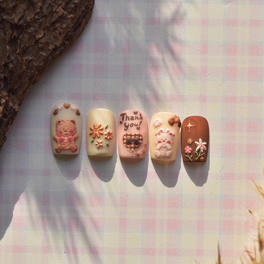 Томони х Мишка Пух Тисненые Японские Наклейки для Нейл-арта