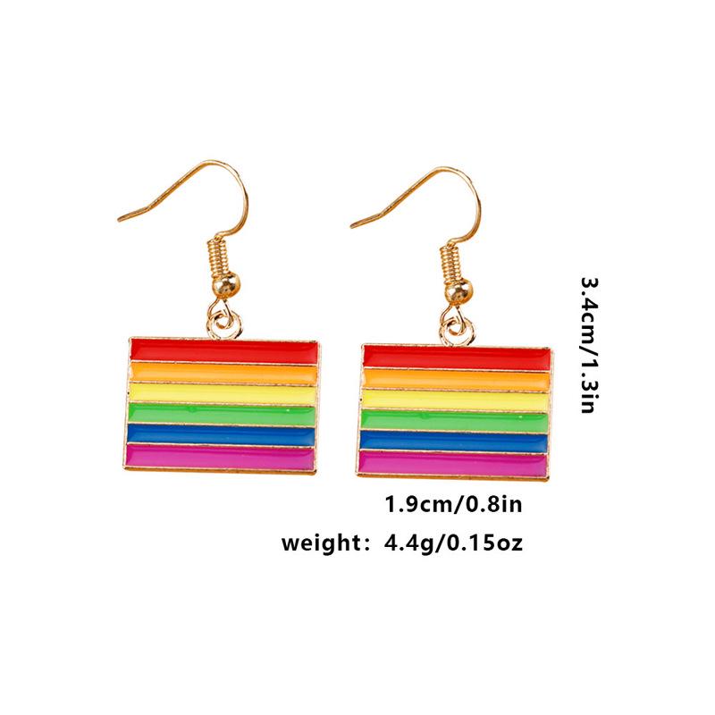 Colorful Alloy Rainbow Flag Love Earrings