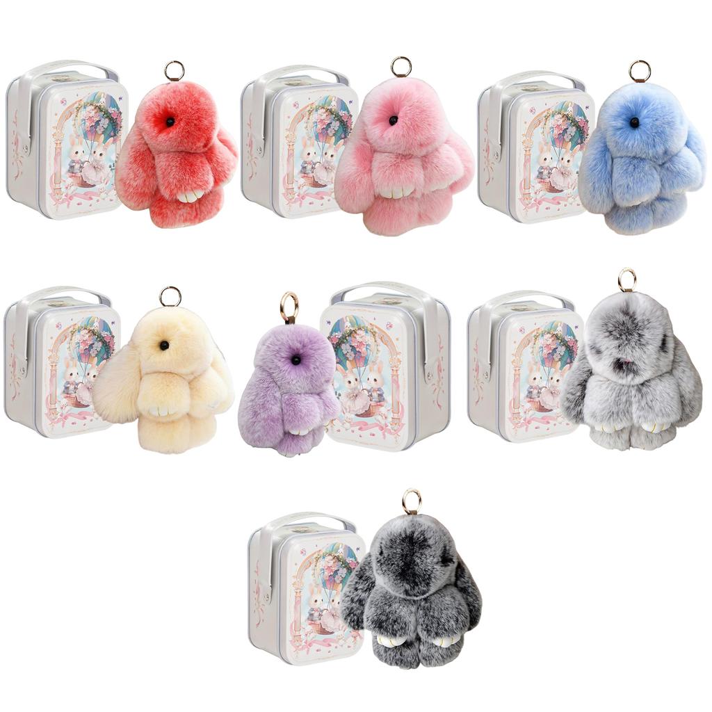 15cm Fluffy Bunny Keychain Rabbit Fur Keychain Women Bag Car Key chain Pendant Decoration Jewelry Bags Hangings Accessories Gift