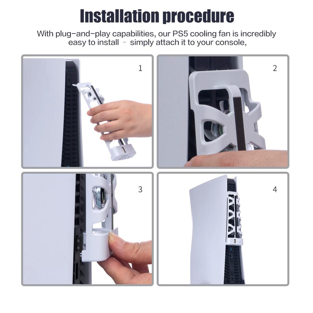 PS5 Cooling Fan Quiet USB External Cooler for Older PS5s Fan for Powerful and LED Light Ideal for Summer Heat Control and Long Gaming Hours as an