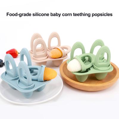 Детская силиконовая форма для эскимо с ручками, 4-гнездная мини-форма для мороженого для облегчения прорезывания зубов, форма для замороженных угощений для малышей и детей