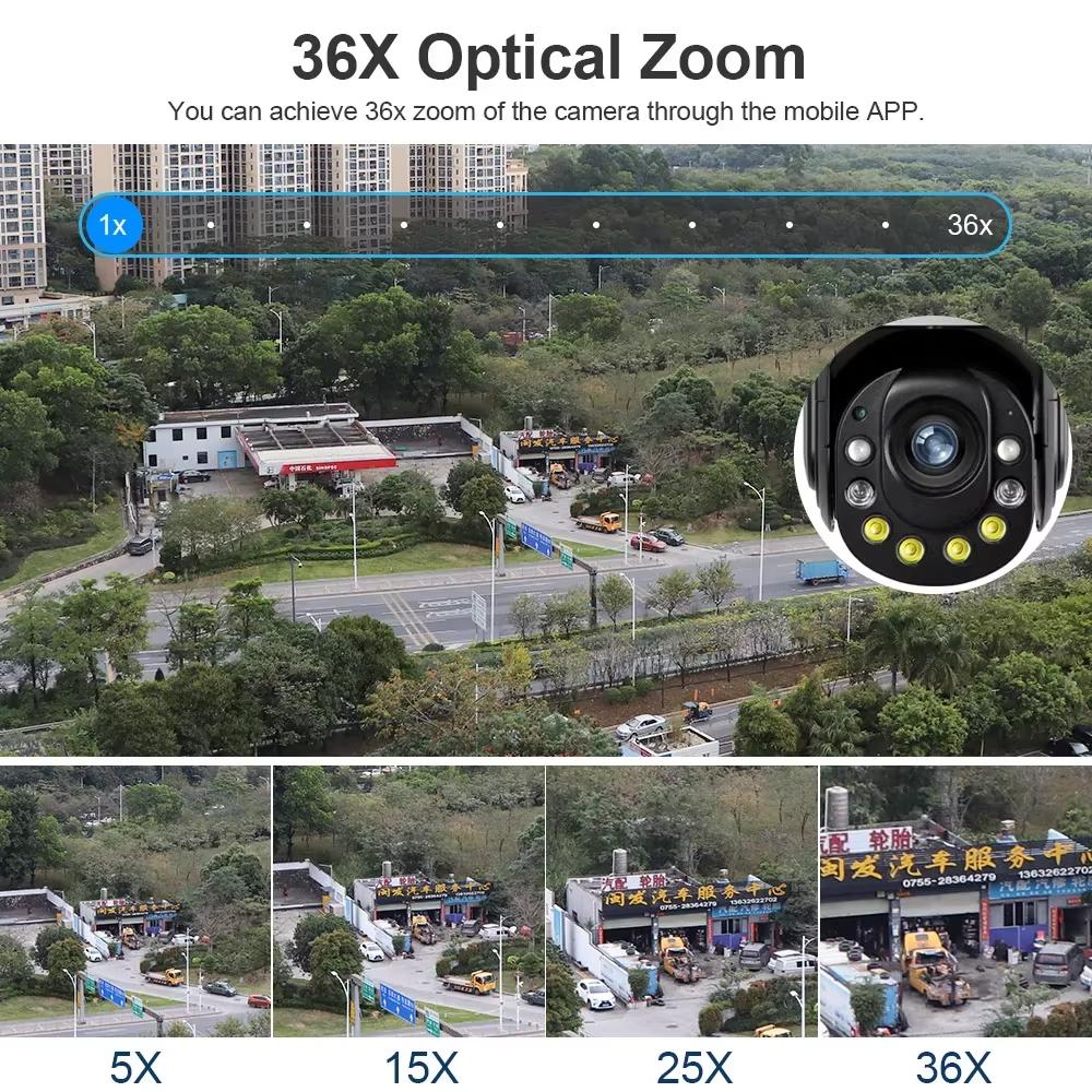 LS VISION 6 МП Реальный 36-кратный оптический зум WIFI камера Уличная Двухобъективная PTZ Обнаружение гуманоида Цветное ночное видение Камера наблюдения IP Камера Приложение iCSee