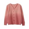 Large size women's sweet V-neck knitted cardigan autumn and winter gradual change candy color sister sweater 343310