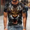 Men's T-Shirt With Print 3d Tiger Print Tees Tops Fashion Men Animal Pattern T Shirt Oversized Streetwear O-Neck Fashion Clothes