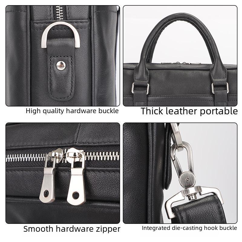 Мужской портфель для ноутбука 15 дюймов из натуральной кожи Jiameida - деловая черная сумка