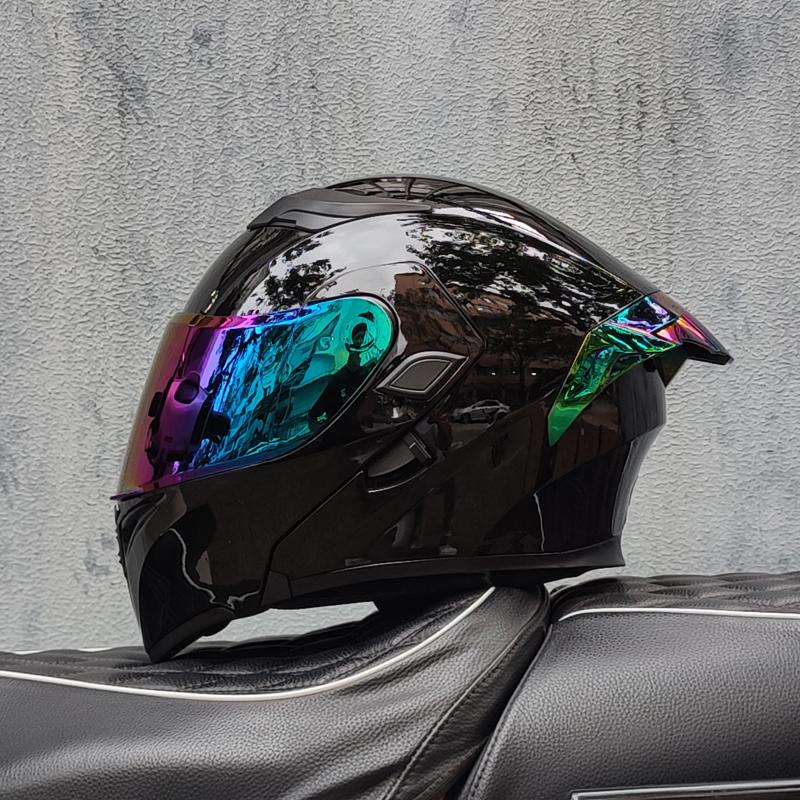 Новый мотоциклетный шлем 2024 года, сертифицированный DOT, шлем-модуляр с открытым лицом и двойным визором, безопасный, откидной шлем с солнцезащитным козырьком