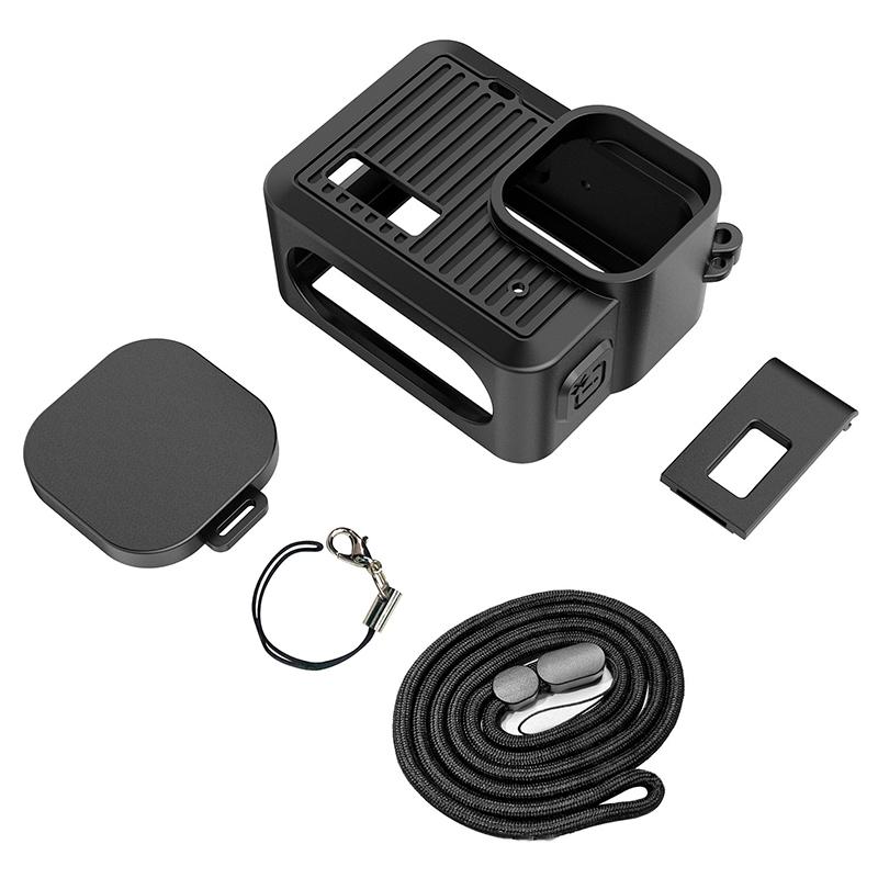 Sport Camera Silicone Protective Case Cover With Len Cap And Hanging Rope For Gopro Hero 2024 Glass Screen Protector
