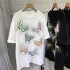 Women Summer Butterfly Embroidery Round Neck T-Shirt Short Sleeve Fashion Top Plus Size