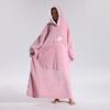 Winter Wearable Blanket Bathrobe with Big Pocket Thick Double-sided Fleece Loose Long Sleeves Pajamas Heat Retention Full Protection Home Lazy
