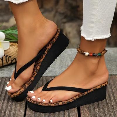 Модная женская обувь 2024 года, брендовые шлепанцы, женские тапочки, модные повседневные тапочки с леопардовым принтом, женские новые тапочки на танкетке с круглым носком