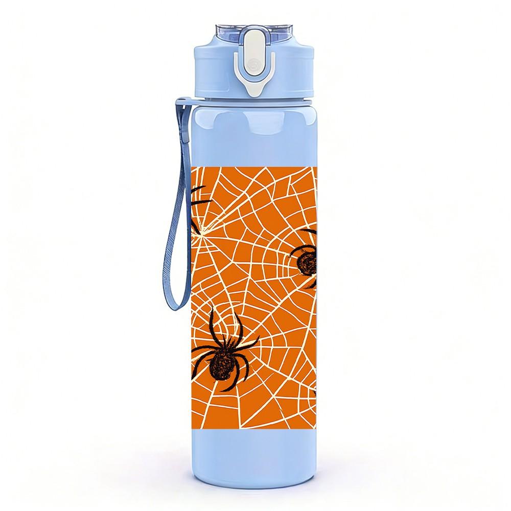 1PC Halloween Spider Web 750ml Color Plastic Sports Water Bottle Leakproof Flip Straw Lid Suitable for Sports Office Home Use