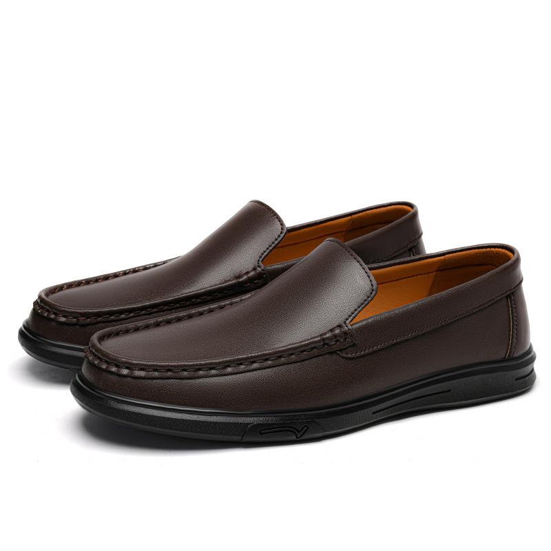 Men's shoes loafers flat-soled driving leather shoes Doudou shoes spring foot cover cowhide surface casual shoes