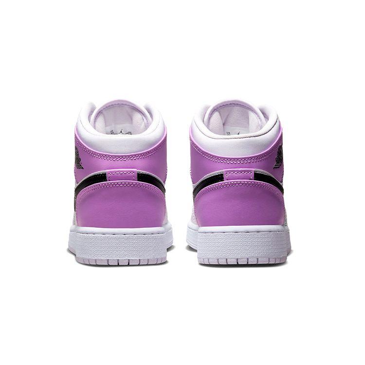 Кроссовки Air Jordan 1 Mid GS Barely Grape для детей Фиолетовый Черный Белый DQ8423-501
