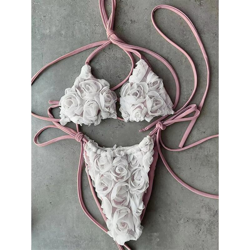 1011 new bikini three-dimensional flower bikini swimsuit fashion vacation beach swimsuit
