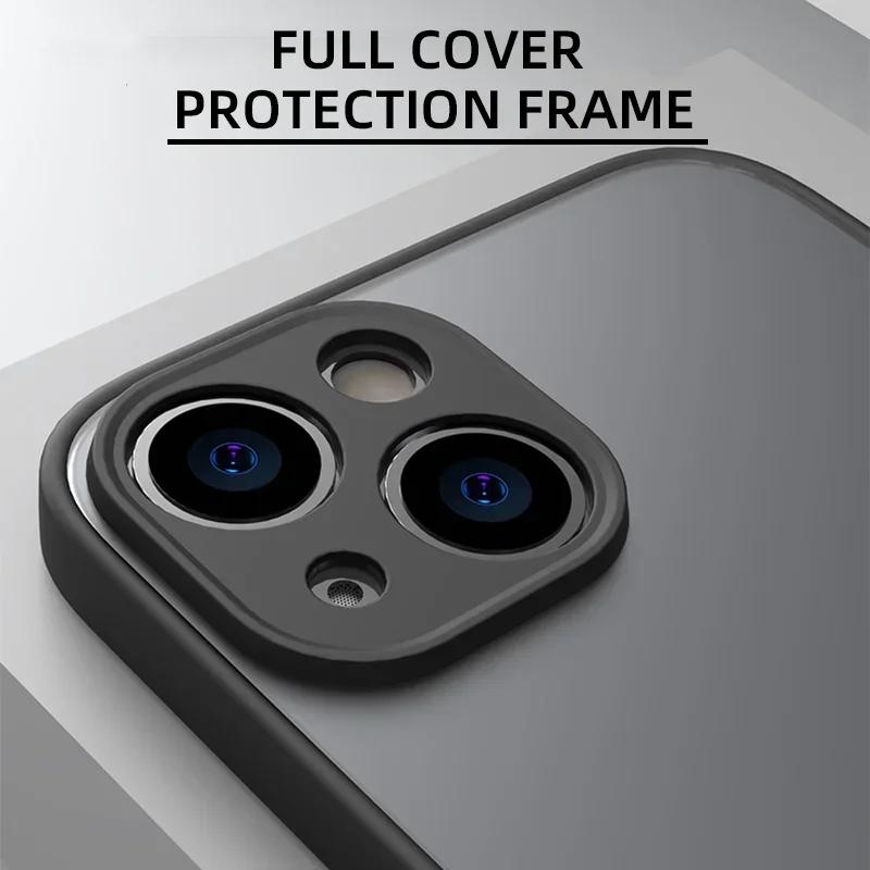 Ударопрочный тонкий матовый чехол для iPhone 15 16 13 12 11 14 Pro Max Plus Mini XR XS X силиконовый бампер прозрачный жесткий чехол Capa funda