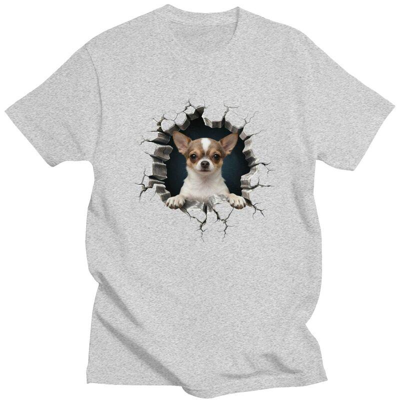 Breaking Through Chihuahua T Shirts Men ShortSleeve Dog Lover Tshirt Casual Tee For Husband100 Cotton Slim Fit Tshirt