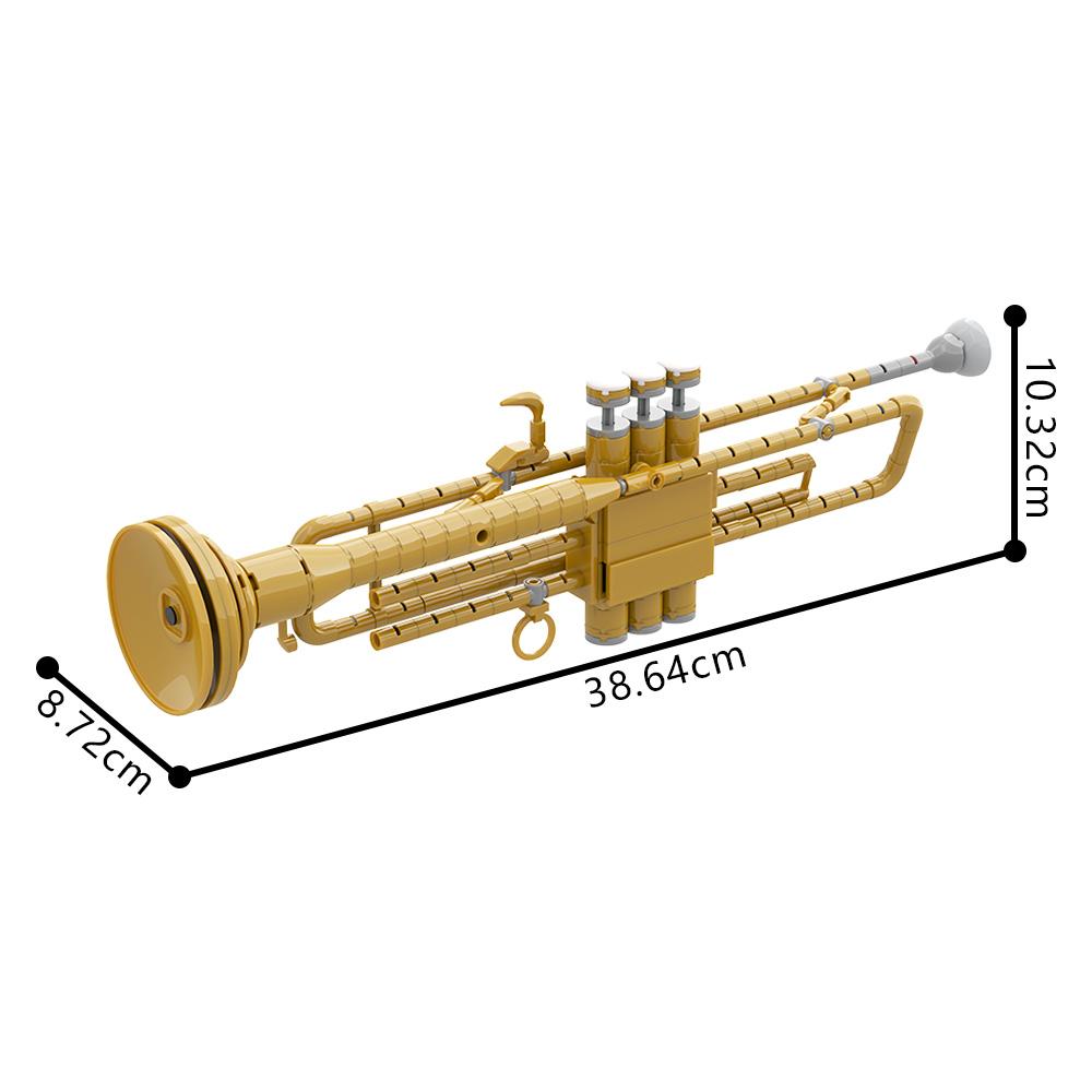 MOC Trumpet with Working Pistons Building Block Set Orchestra Jazz Trumpet Instrument Brick Toy Gift for Music Lovers