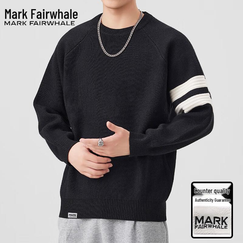 Mark Fairwhale Men's Casual Loose Fit Round Neck Pullover Sweater