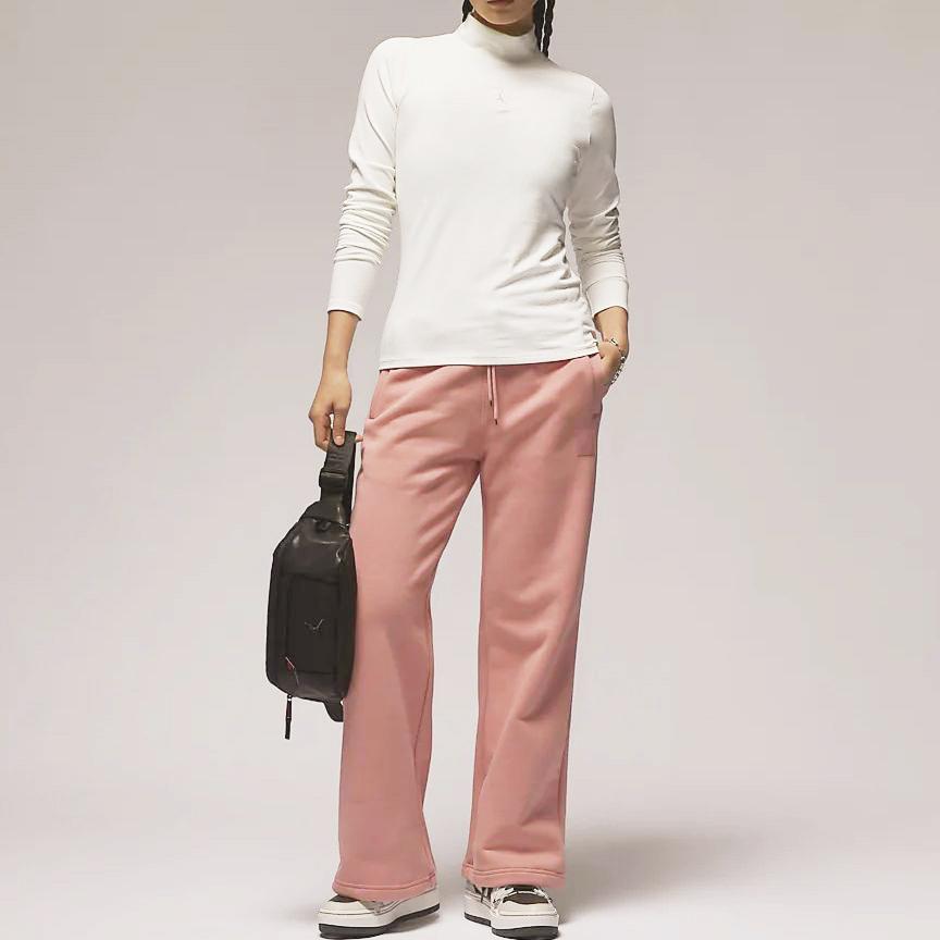 Jordan Flight Open-Hem Fleece Joggers Women Bottoms Stardust-Red FD7225-618