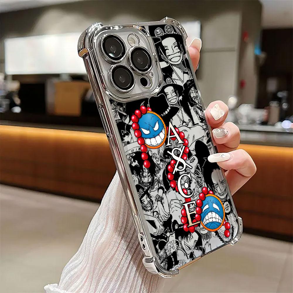 Cool Portgas D Aces Plating Phone Case For Xiaomi Redmi A7 15 A3 15C 14C K50 Note 15 14 13 12 12s Pro Plus 4G5G Anti Fall Airbag