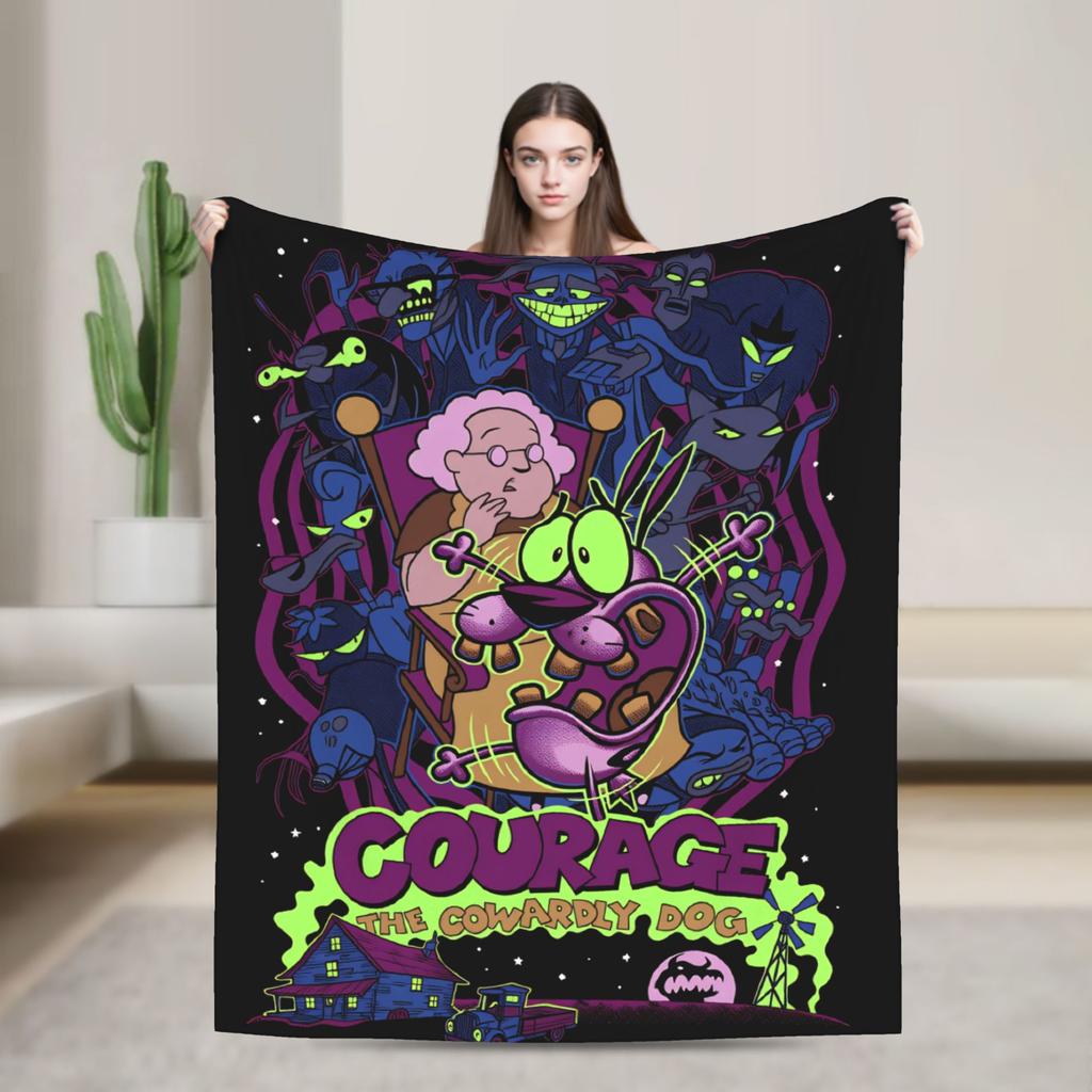 Courage Cowardlys Dog Blanket Quality Warm Soft Cartoon Bedding Throws Winter Travel Outdoor Fashion Bedspread