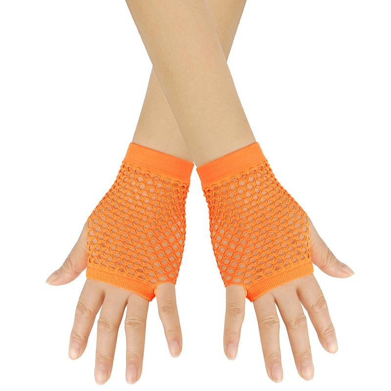 1Pair Womens Short Fishnet Net Gloves Fingerless Mesh Gloves Punk