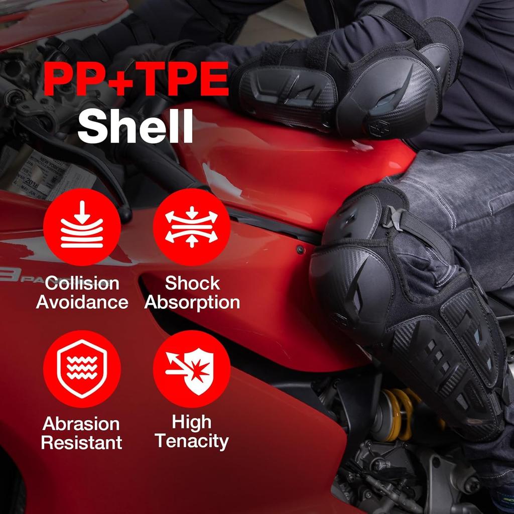 Scoyco 4Pcs Motorcycle Knee Shin Guards Black Adjustable Anti-Slip Knee Cap Pads Protector Armor For Motocross