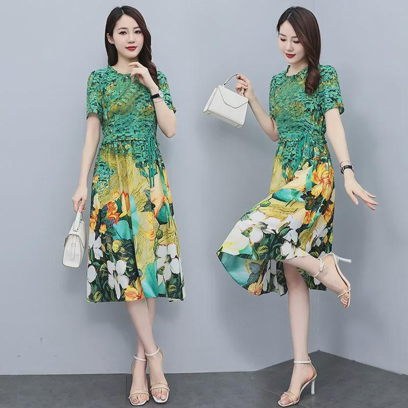 Роскошное летнее платье с цветочным принтом в стиле вестерн для женщин среднего возраста 2024 г.