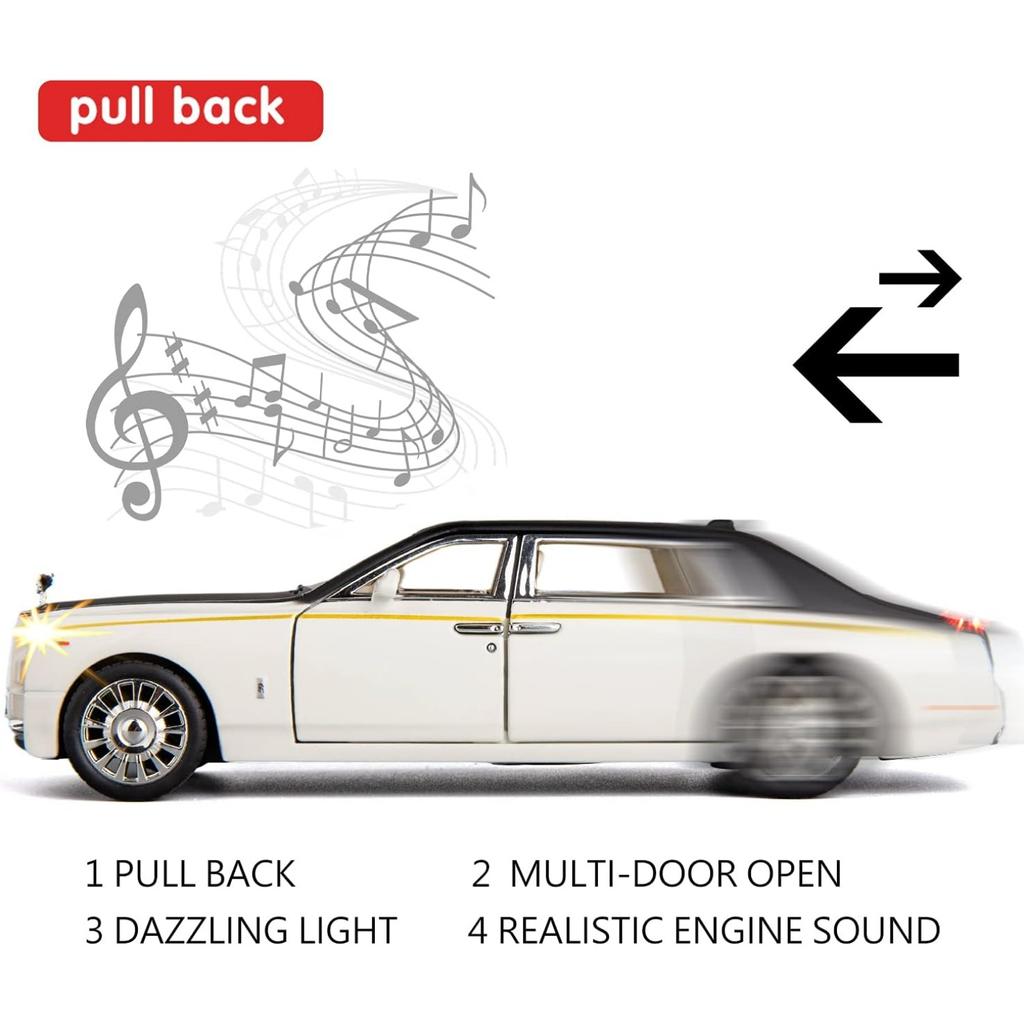 1/32 масштабная модель автомобиля Rolls-Royce Phantom, игрушечный автомобиль из цинкового сплава со звуком и светом для детей, подарок для мальчиков и девочек