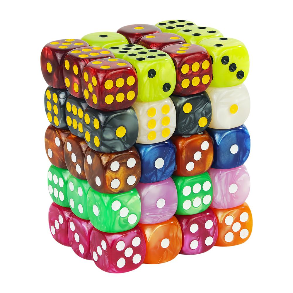 16MM Round Corner Game Dice Set 6-Sided Marble Acrylic Dices for Tabletop Game Gambling Entertainment Party