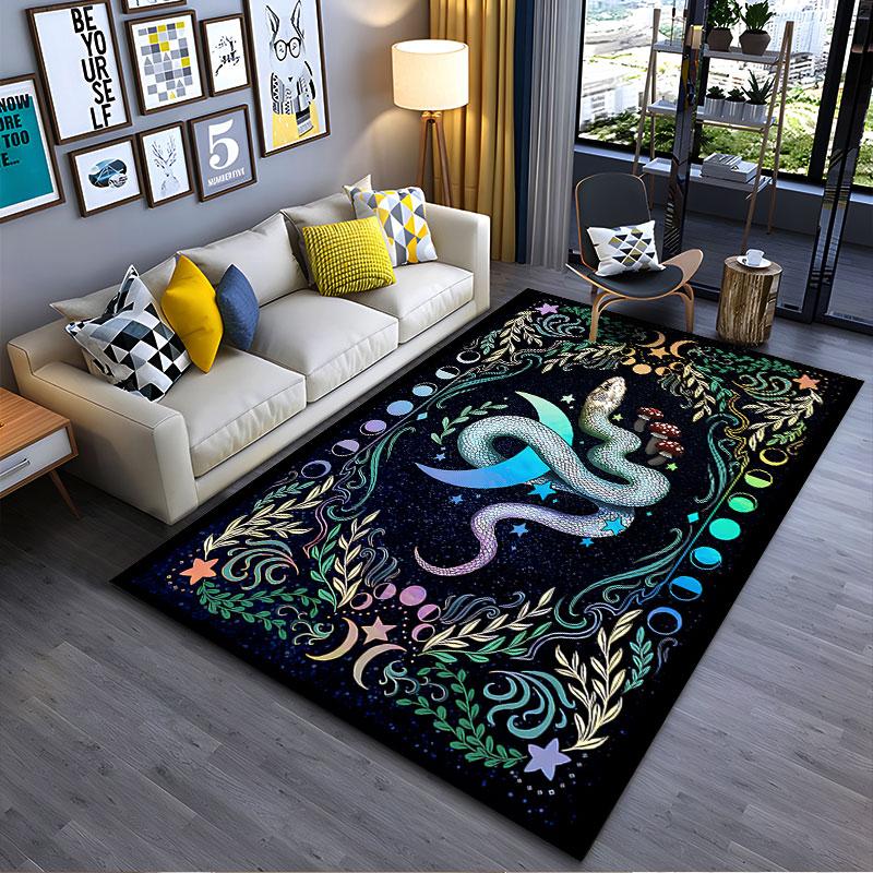Mystical Snake Moon Carpet suitable as a non-slip mat for the living room or bedroom sofa
