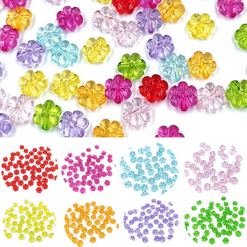 Креативные модные украшения 10 мм 20 шт. Акриловые бусины Браслет Прозрачный отдел изготовления аксессуаров 10 мм Цветочная бусина DIY Разноцветная прокладка для цветов