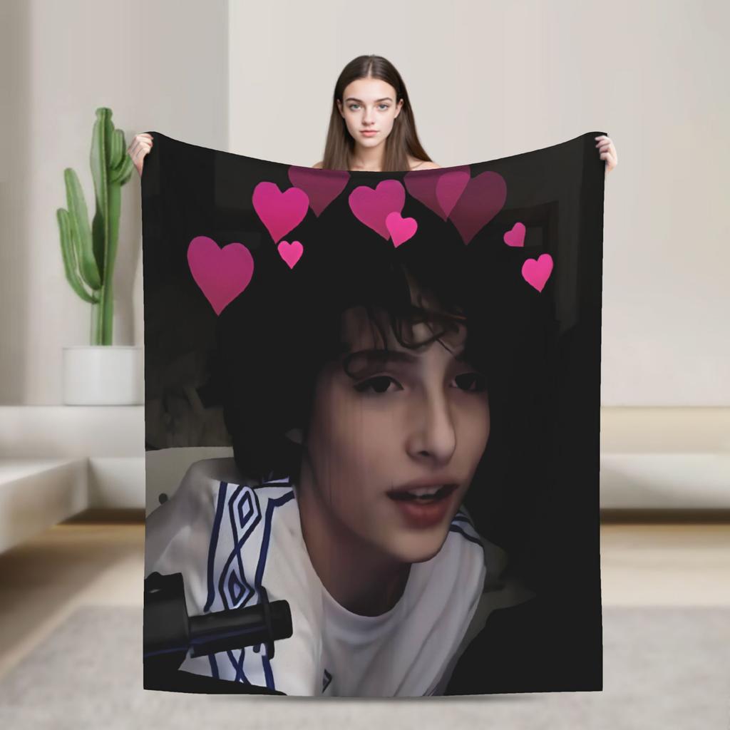 Finn Wolfhard Flannel Blanket Winter Warm Soft Throw Blanket for Girls Boys Couch Chair Graphic Bedspread Sofa Bed Cover