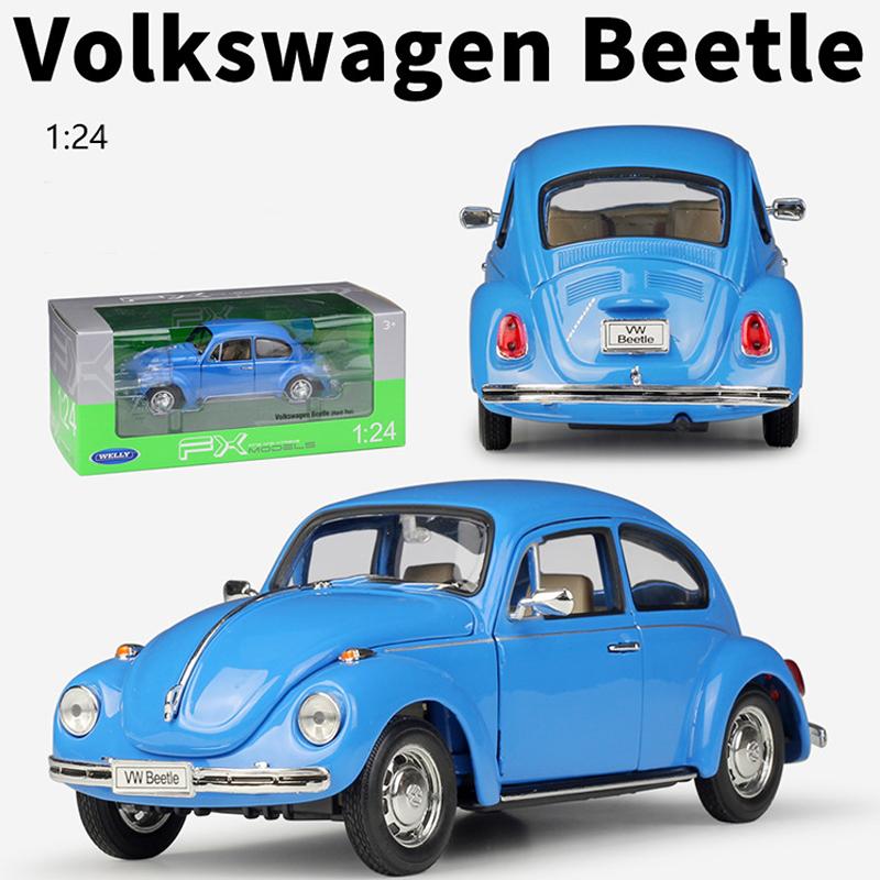 Масштаб 1/24 Welly Volkswagen Beetle, модель автомобиля из сплава, литье под давлением, металлические игрушечные автомобили, модель автомобиля, коллекция высокой имитации, детские подарки