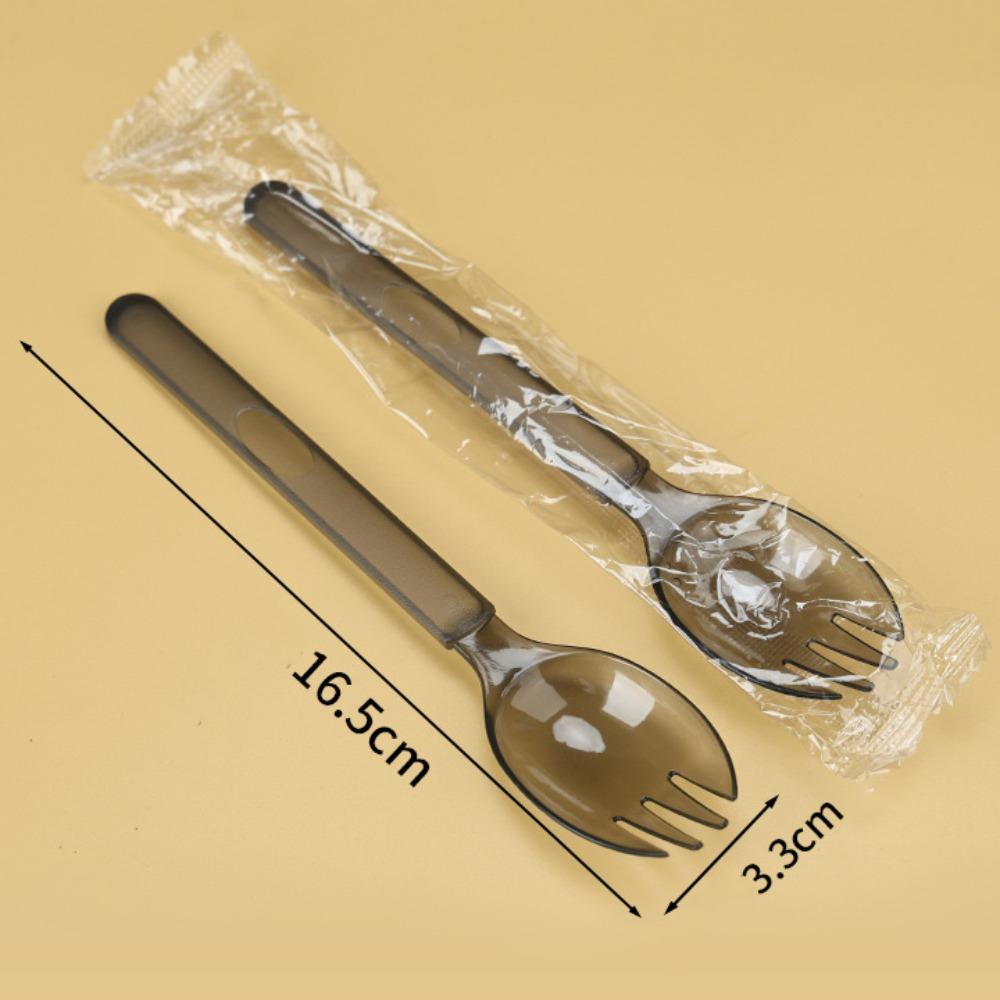 100Pcs Eco-Friendly Disposable Spoon Fork Thickened Transparent Plastic Spoon  Party Supplies