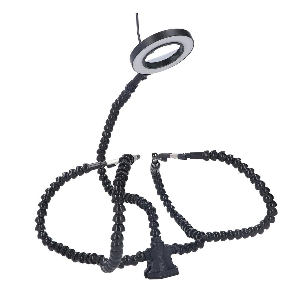 Рука помощи при пайке 5 челюстей 3X USB лупа ABS гибкие ручки свет паяльная станция черный