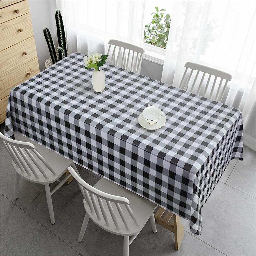 Зелено-белая клетчатая скатерть. Простая элегантная серая скатерть. Семейный сбор, ежедневный стол, водонепроницаемое украшение.