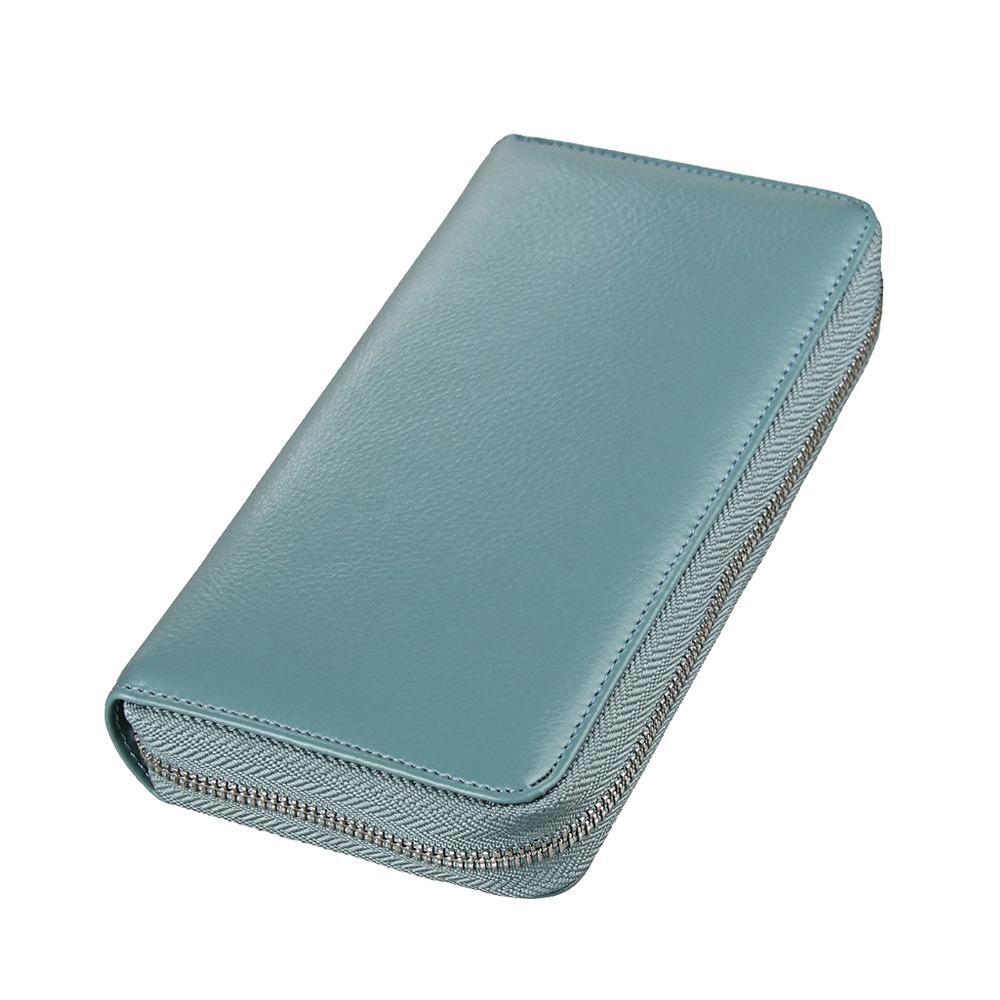 Large Capacity Genuine Leather Wallet Multiple Slots Zippered Credit Card Holder Accordion Design Multi-Card Card Storage Bag