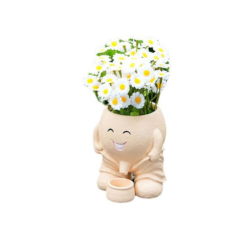 Необычный креативный горшок с изображением смайлика, горшок для растений Naughty Boy с дренажным отверстием, для использования в помещении и на открытом воздухе, Рождество