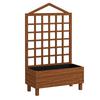 Garden Planters With Trellis For Vine Climbing Distressed Wooden Raised Beds 90x43x150cm Brown