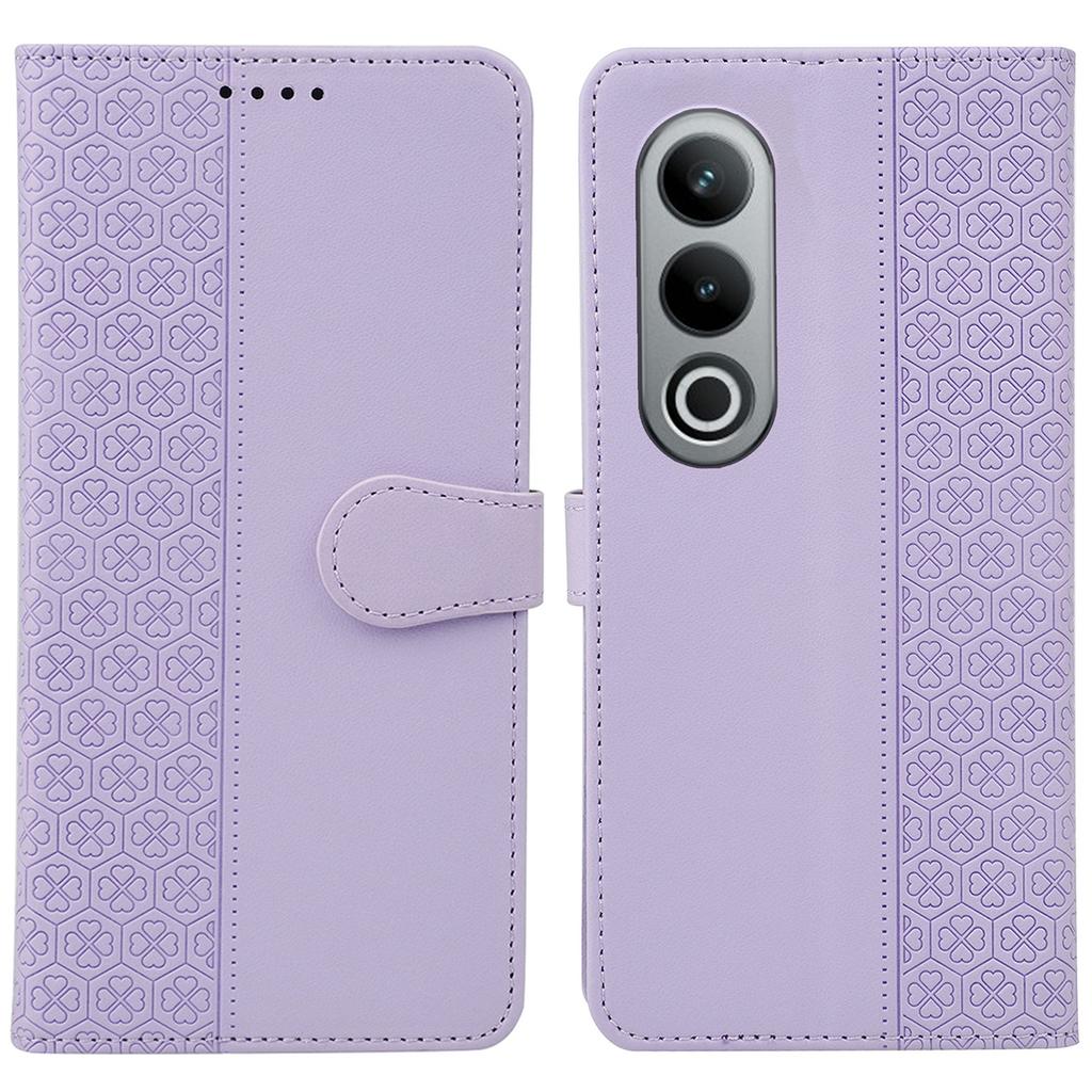 For OnePlus 12R 5G/Ace 3 5G Case Magnetic Clasp Four Leaf Clover Leather Phone Cover
