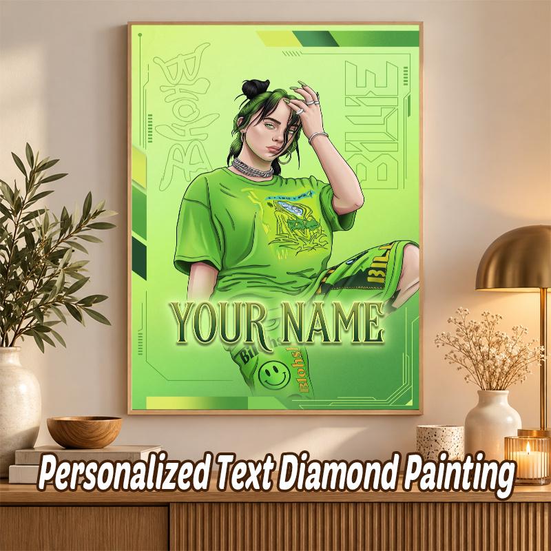 Billie Eilish Custom Name Text 5D Diamond Painting Kit DIY Full Drill Diamond Art Decoration