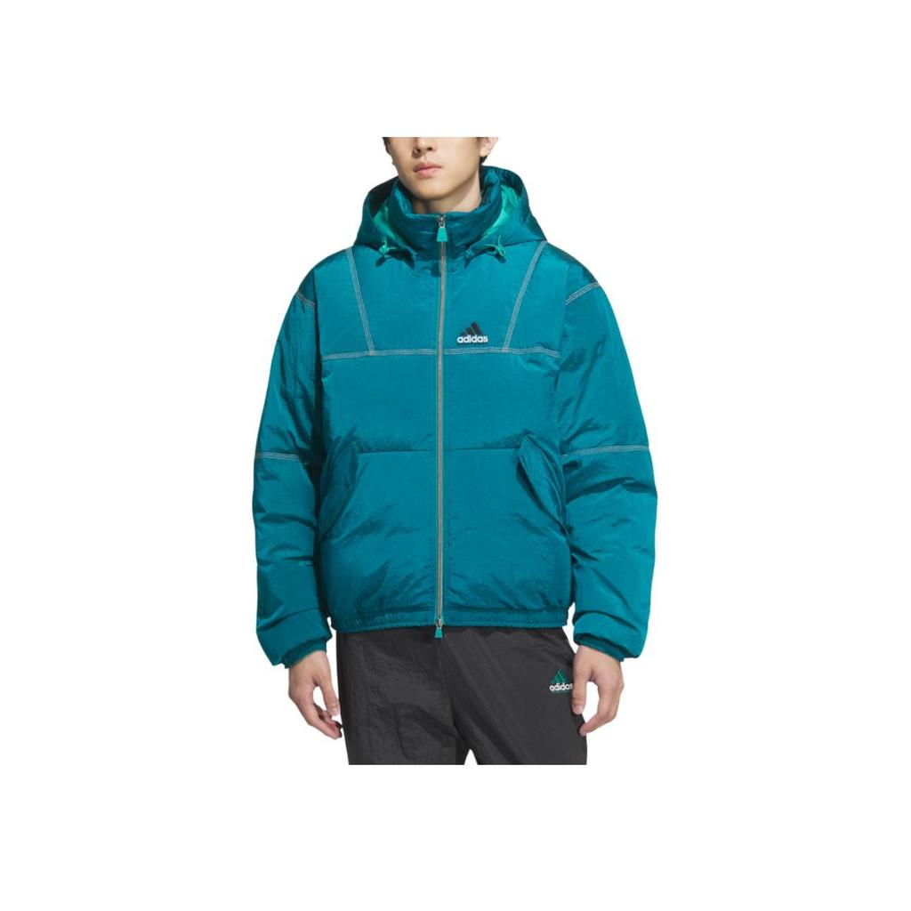 adidas Equipment Series SS25 свободная теплая спортивная куртка с капюшоном на утином пуху с буквами мужская куртка зеленая KA7980