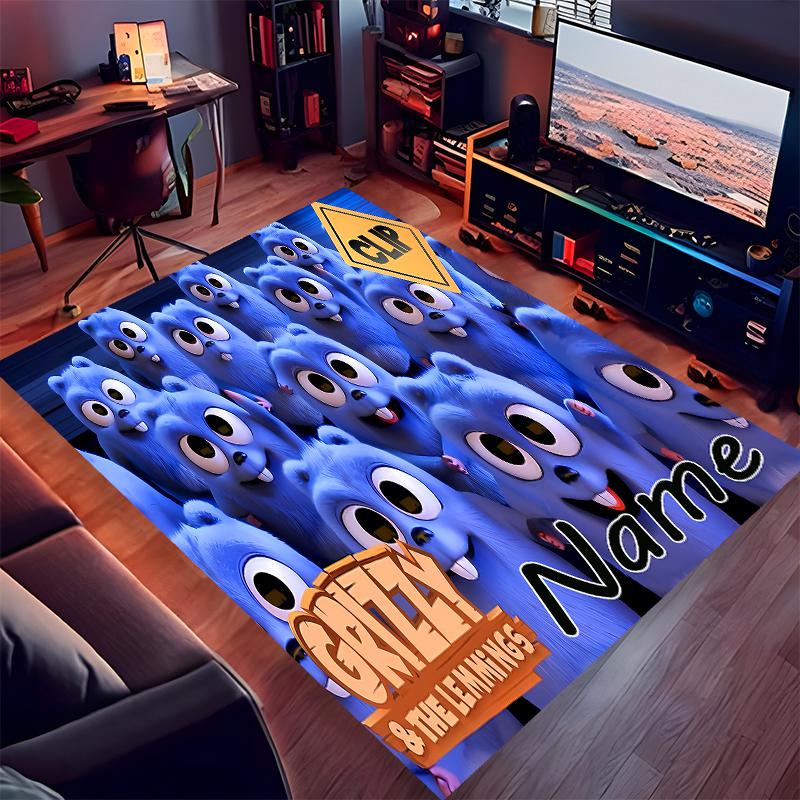 Custom personalization Grizzy and the Lemmings Print Area Rug - Soft, Washable Non-Slip Indoor Mat,Living Room,Home&Office Decorative Rug