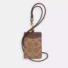 Coach Id Lanyard In Signaure Canvas Gold Tan Brown