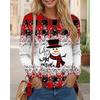 Christmas Snowman Pattern Women Fashion T-Shirts Autumn Winter Long Sleeve 3d Print Plaid Street Christmas Ladies Tee Plus SIze