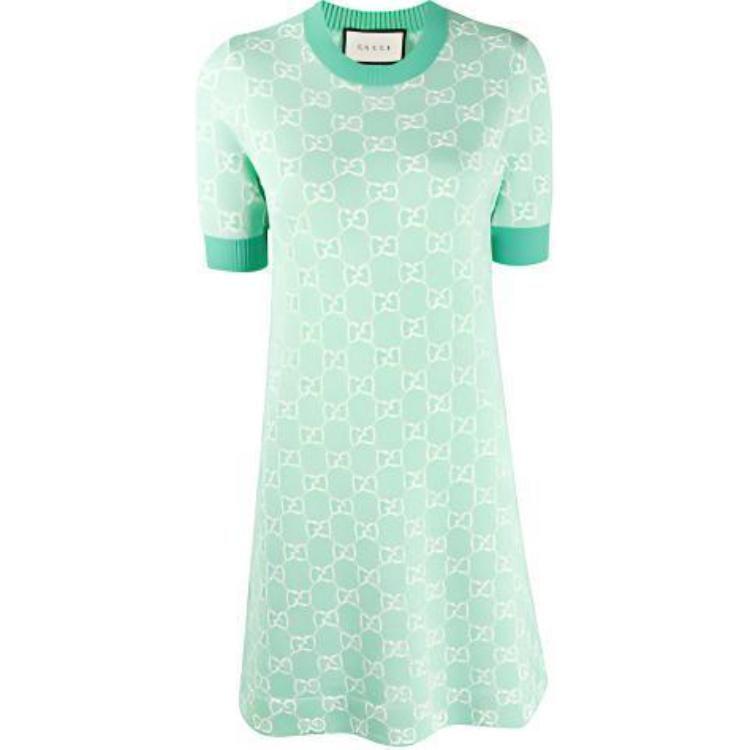 Gucci Платье с коротким рукавом женское аквамариновое 629464-XKBHQ-3652