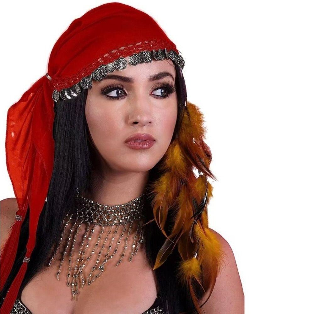 Belly Dance Crochet Coin Headscarf Ethnic Style Ethnic Dance Costume Headwear  Dance Show