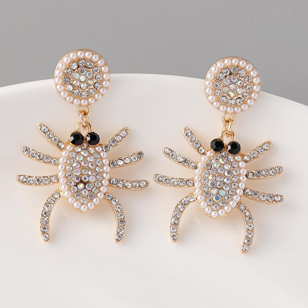 Европейские модные индивидуальные серьги-пауки со стразами, преувеличенные серьги-гвоздики с бриллиантами, дизайнерские модные ювелирные изделия, подарки